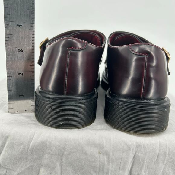 Women's 6.5 Electric Karma Scotty Dark Cherry Red /‎ Brown Chunky Buckle Oxfords - Picture 4 of 10